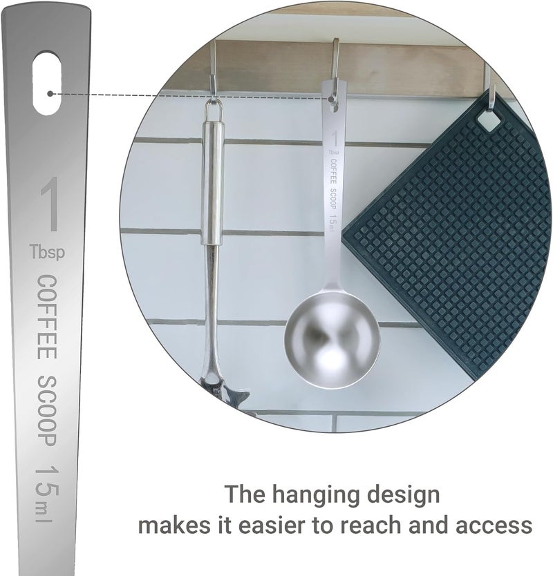Flezoo 4Pcs Coffee Scoop Spoon - 1 Tablespoon 15ML Stainless Steel Long Handle Measuring Spoons for Ground Coffee, Loose Tea and Powder - Image 4